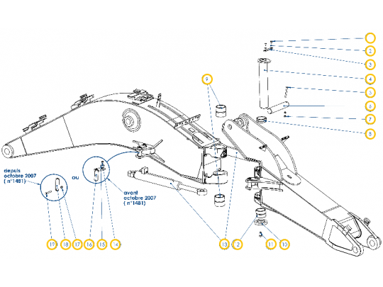 Wear parts for offset on 16 to 24 tonne excavators